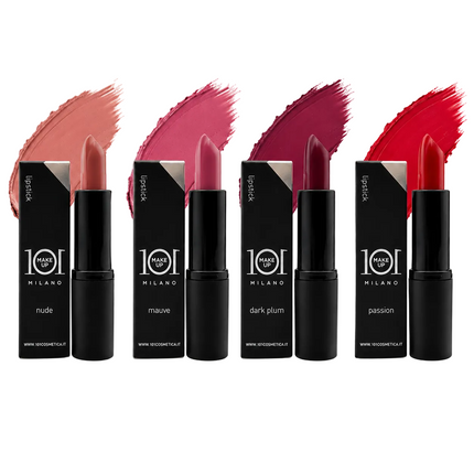 101 Cosmetica 101MakeUp Lipstick for Lip Color Nude Mauve Dark Plum Passion Made in Italy 4.5 g