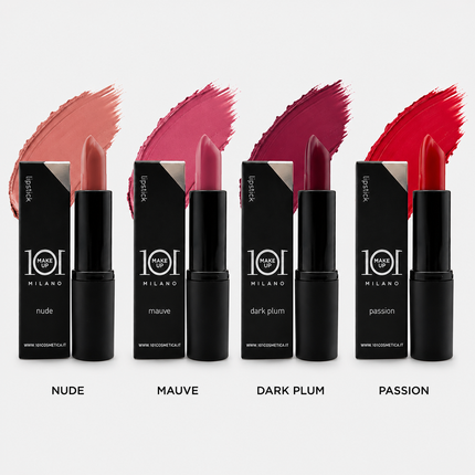 101 Cosmetica 101MakeUp Lipstick for Lip Color Nude Mauve Dark Plum Passion Made in Italy 4.5 g