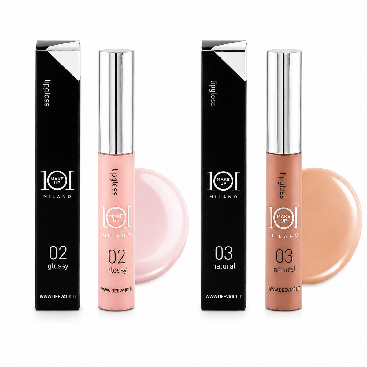 101 Cosmetica 101MakeUp Hydrating Volumizing Waterproof Lip Gloss Glossy 02 or Natural 03 Made in Italy 8 ml