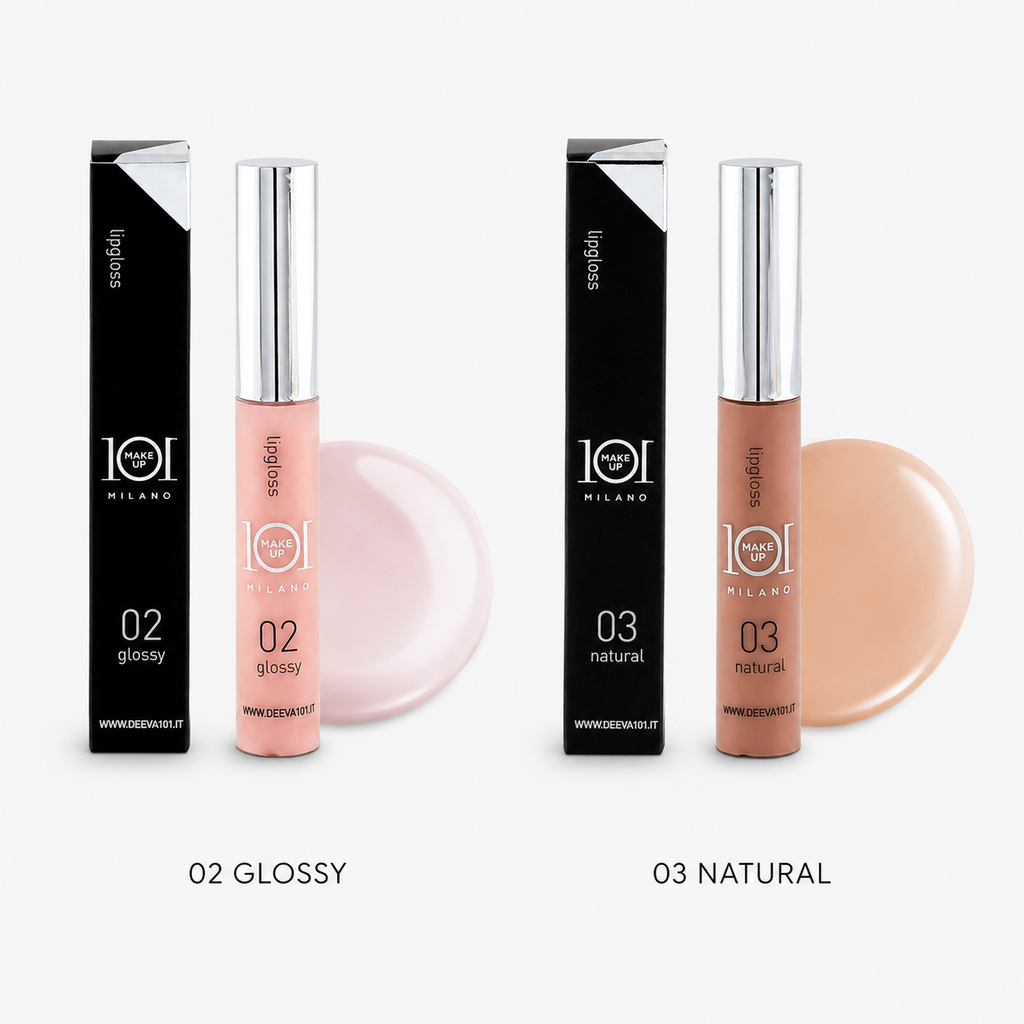 101 Cosmetica 101MakeUp Hydrating Volumizing Waterproof Lip Gloss Glossy 02 or Natural 03 Made in Italy 8 ml