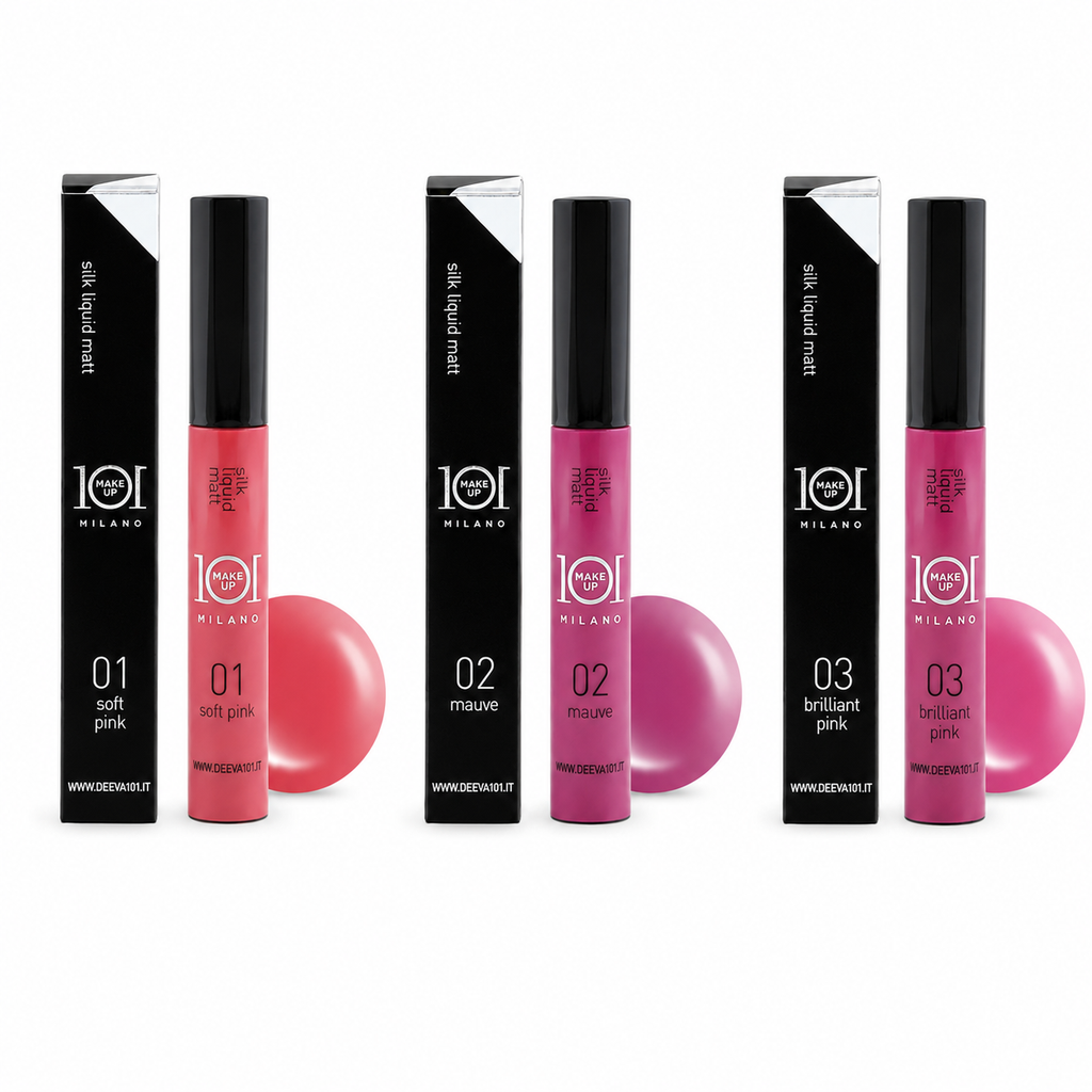 101 Cosmetica 101MakeUp Velvet Liquid Matte Lipstick 12 Hour Long Lasting Soft Pink Mauve or Brilliant Pink Made in Italy 8 ml