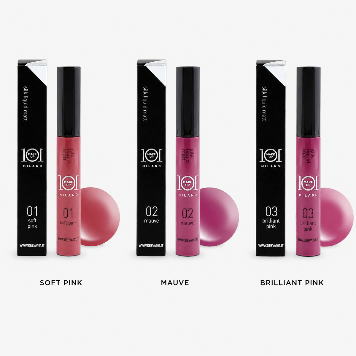 101 Cosmetica 101MakeUp Velvet Liquid Matte Lipstick 12 Hour Long Lasting Soft Pink Mauve or Brilliant Pink Made in Italy 8 ml