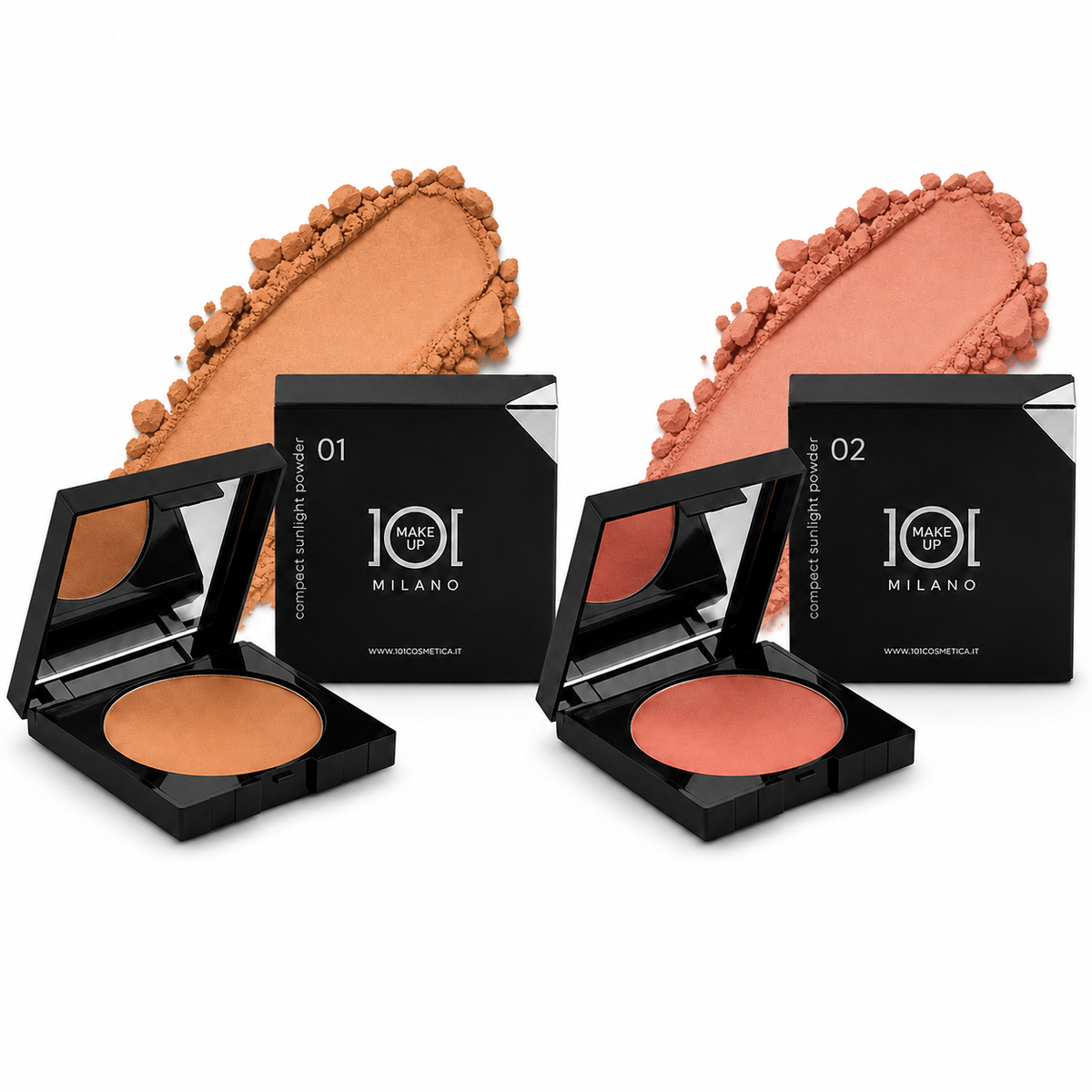 101 Cosmetica 101MakeUp Compact Sunlight Powder for Shading and Radiance Shade 01 or 02 Made in Italy 15 g