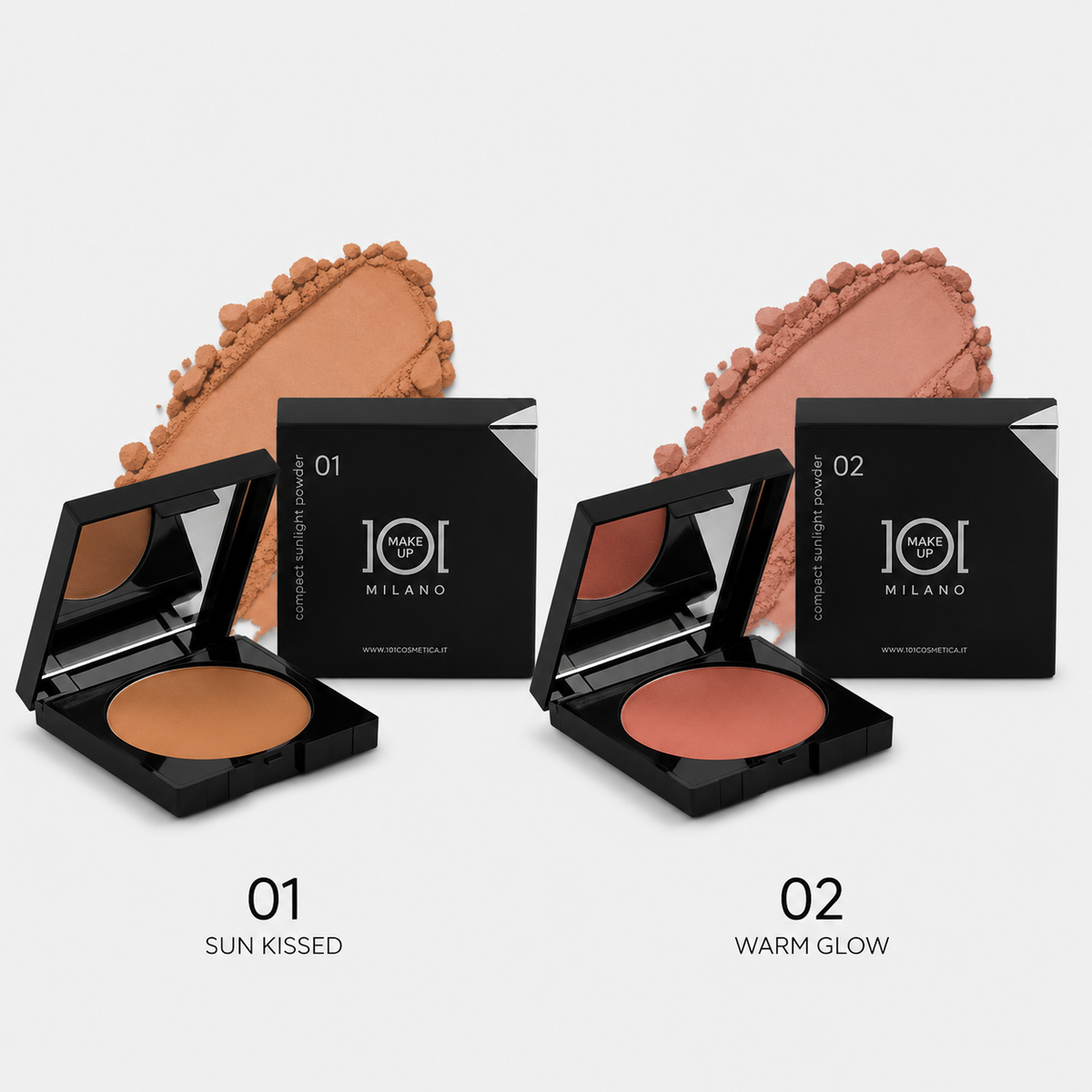 101 Cosmetica 101MakeUp Compact Sunlight Powder for Shading and Radiance Shade 01 or 02 Made in Italy 15 g