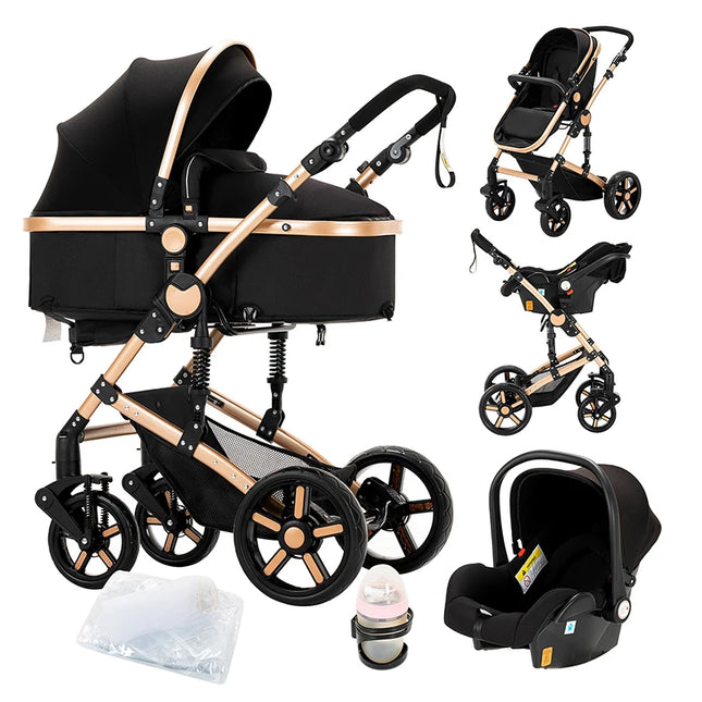 2-in-1 klappbarer Baby-Kinderwagen und Autositz-Set für Neugeborene und Kleinkinder, leichter Reise-Kinderwagen
