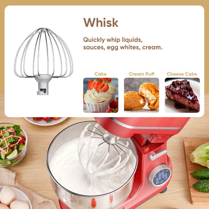 Impastatrice da Cucina Elettrica 1200W con Schermo OLED, 11 Velocità, Testa Inclinabile, Gancio per Impasto, Frusta