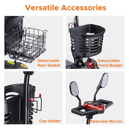 Scooter électrique pliant 4 roues moteur 250W autonomie 20 km pour personnes âgées et déplacements quotidiens