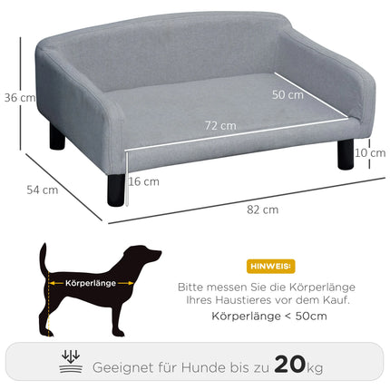 Soft Flannel Pet Sofa with Wooden Legs and 3-Sided Backrest, Cozy Dog Bed for Small Pets, 82x54x36cm