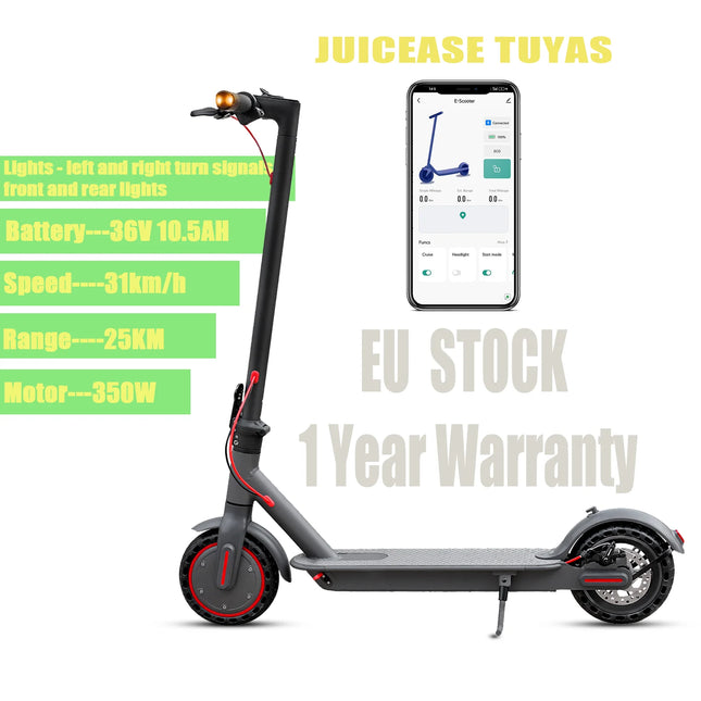 Foldable Electric Scooter with 36V 10.5AH Battery 35KM Range 31KM/H Speed and Smart APP Connection