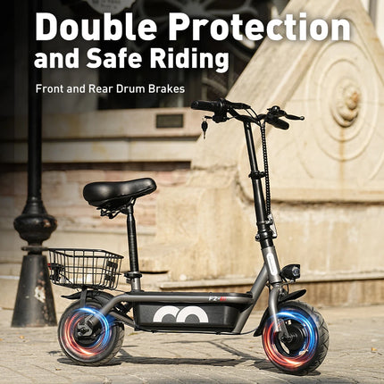 10 Inch Electric Bike 500W Motor 30KM/H Folding Commuter E-Bike With Comfort Seat And Front Basket