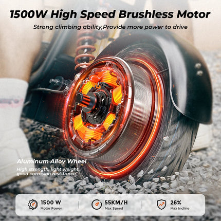 1500W E-Bike mit Sitz und Korb 15,6Ah Akku 55 km/h Höchstgeschwindigkeit 15 Zoll Reifen NFC E-Motorrad