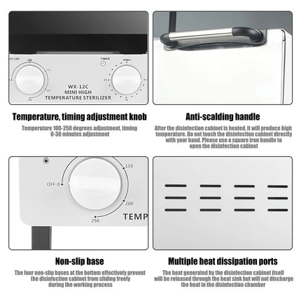 10L UV High Temperature Dry Heat Sterilizer for Dental and Salon Metal Tool Disinfection 1000W