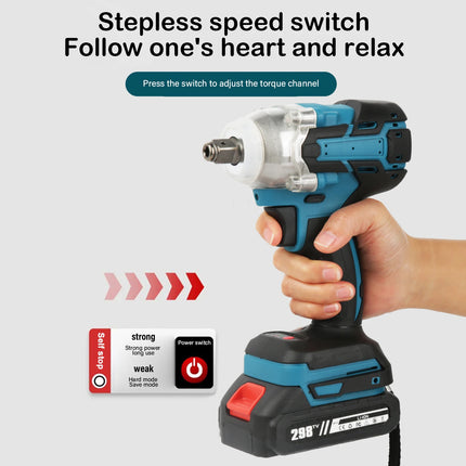 280Nm Brushless Cordless Impact Wrench 1/2 Inch Square Drive Electric Drill Driver Power Hand Tool