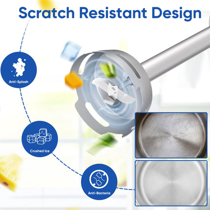 1000W 4-in-1 Hand Immersion Blender System with Chopper Whisk and Smoothie Cup for Easy Food Prep