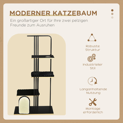170 cm Vierstöckiger Katzenbaum mit Kratzpfosten, Sisal-Kratzbrett und weichem Kissen Kletterturm