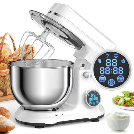 Impastatrice da Cucina Elettrica 1200W con Schermo OLED, 11 Velocità, Testa Inclinabile, Gancio per Impasto, Frusta