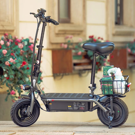 10 Inch Folding Electric Bike 500W Motor 30KM Range Commuter E-Bike with Comfort Seat and Front Basket