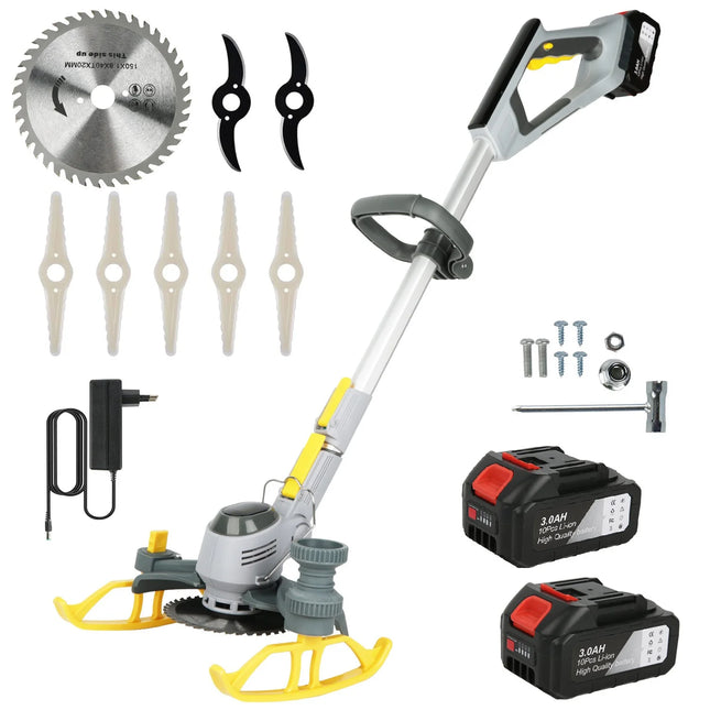 2-in-1 Cordless Electric Lawn Mower and String Trimmer with Telescopic Handle and LED Battery Display