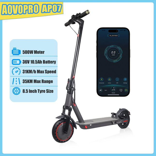 Electric Scooter with 600W Motor, 35KM Range, Turn Signals, and Shock Absorption for Urban Commuting