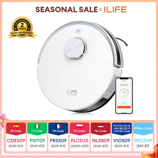 ILIFE V30 Robot Vacuum with Laser Navigation 10000Pa Suction HEPA Filter and 150min Runtime Battery