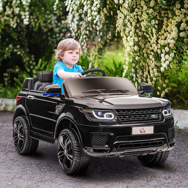 Electric Kids Ride-On Car with Remote Control and Music Four Wheel Metal Black Vehicle 5 KM/H Play