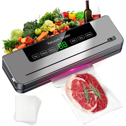 Electric Vacuum Food Sealer Machine with Built-in Cutter for Wet and Dry Food Storage 120W ABS Design