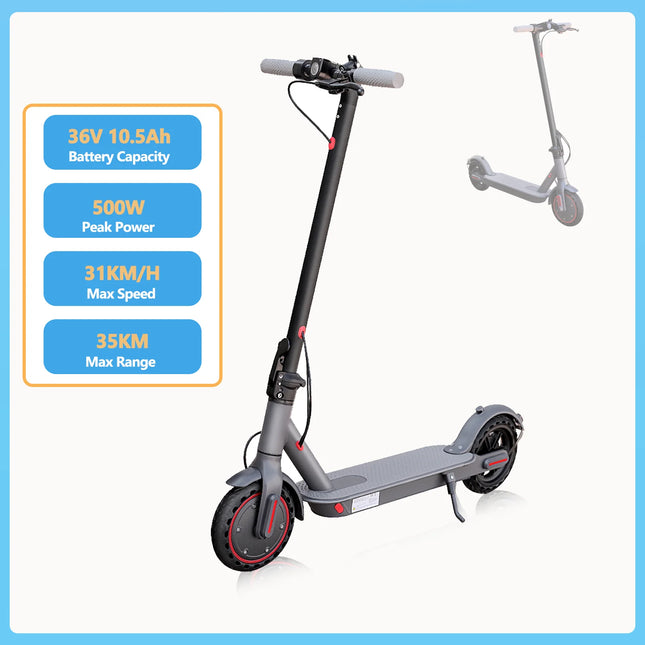 Foldable Electric Scooter 350W 36V 10.5Ah 31KM/H 35KM Long Range 8.5 Inch Tires with App Control