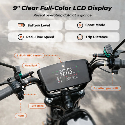 1500W E-Bike mit Sitz und Korb 15,6Ah Akku 55 km/h Höchstgeschwindigkeit 72 km Reichweite 15 Zoll Reifen NFC E-Bike