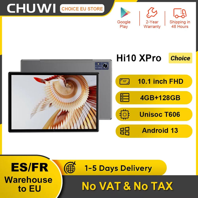 10.1 Inch Tablet Android 14, 4GB RAM 128GB ROM, Unisoc T606, 7000mAh Battery, 4G LTE, IPS Display