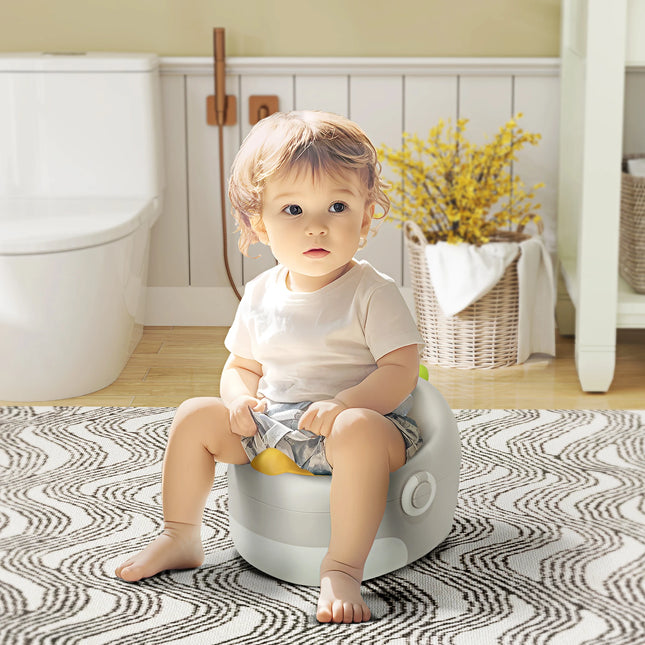 3-in-1 Children's Detachable Potty Chair with Handles and Kicking Aid for Toddler Training Grey Color