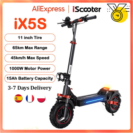 1000W Electric Scooter with 15Ah Battery, Off-Road Pneumatic Tires, 65km Range and 45km/h Max Speed