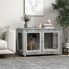 Meuble cage décoratif en métal pour chien avec coussin doux et deux portes pour animaux jusqu'à 25 kg