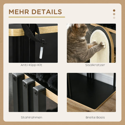 170 cm Vierstöckiger Katzenbaum mit Kratzpfosten, Sisal-Kratzbrett und weichem Kissen Kletterturm