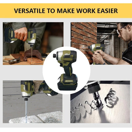 21V Cordless Brushless Impact Wrench and Screwdriver Set with LED Light for Car Repair and Home DIY