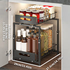 2-stöckiger verstellbarer Ausziehschrank-Organizer unter der Spüle, Schubladen-Aufbewahrungsregal für die Küche