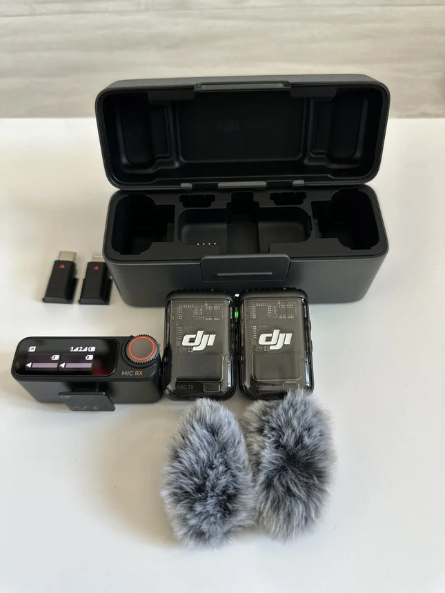 DJI Mic 2 Wireless Lavalier Microphone System with Charging Case Noise Cancellation 32Bit Internal Record