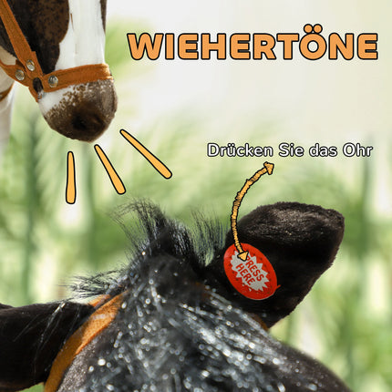 48cm Height Riding Horse Toy With Realistic Sound Functions Sturdy Metal Frame For Kids Aged 3-6 Years