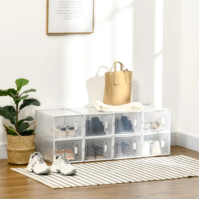 8-Cube Modular Storage Organizer Shelf Unit Clear Plastic Rack for Shoes Books and Toys Home Decor