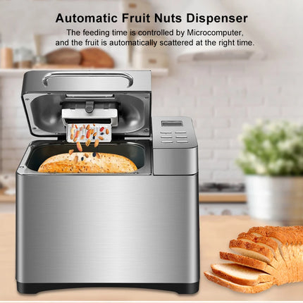 19-in-1 Automatische Brotbackmaschine 1KG aus Edelstahl mit programmierbarem Backprogramm und Nussdosierer