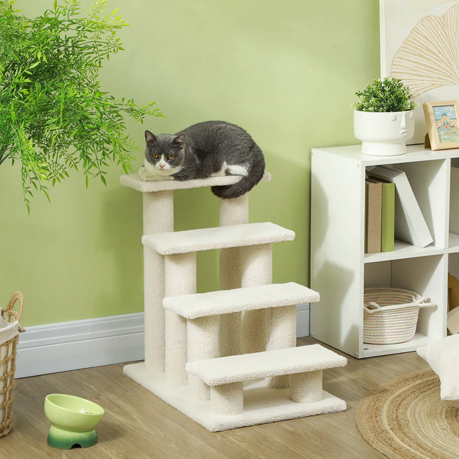 4-Step Wooden Pet Staircase for Cats and Small Dogs to Access Couch, Sofa and Bed - Stable Design