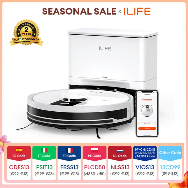 ILIFE A12 Pro Robot Vacuum and Mop Combo with LIDAR Navigation 3000Pa Suction and Auto Dust Disposal