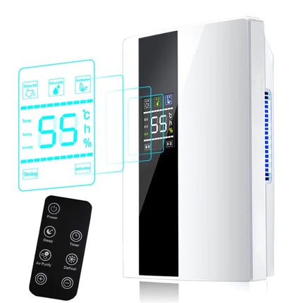 2-in-1 Luftentfeuchter und Luftreiniger mit Fernbedienung, 2,5L Tank, geräuscharmer Betrieb für Schlafzimmer