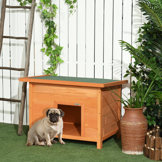 Weatherproof Wooden Dog House With Openable Bitumen Roof And Spacious Interior For Small Pet Comfort