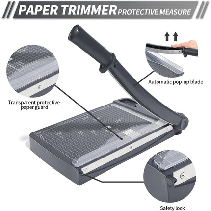 Portable Mini Paper Trimmer Guillotine Cutter for Photos Cards and DIY Crafts with Safety Auto-Return