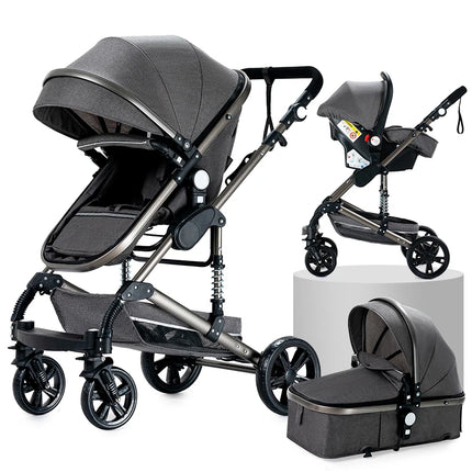 2-in-1 klappbarer Baby-Kinderwagen und Autositz-Set für Neugeborene und Kleinkinder, leichter Reise-Kinderwagen