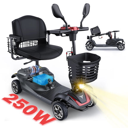 Scooter électrique pliant 4 roues moteur 250W autonomie 20 km pour personnes âgées et déplacements quotidiens
