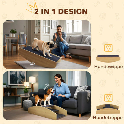 2-in-1 Holz-Agility-Wippe für Hunde, Schaukelrampe für kleine und mittelgroße Hunde, Training und Spielspaß