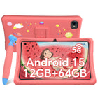 10.1 Inch Kids Tablet Android 15, 4GB RAM 64GB ROM, 5G WiFi, 5000mAh Battery, Dual Camera, IPS Screen