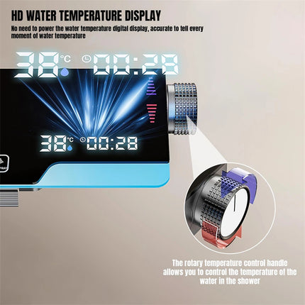 Conjunto moderno de grifo para ducha de baño de acero inoxidable con pantalla digital y múltiples modos de rociado