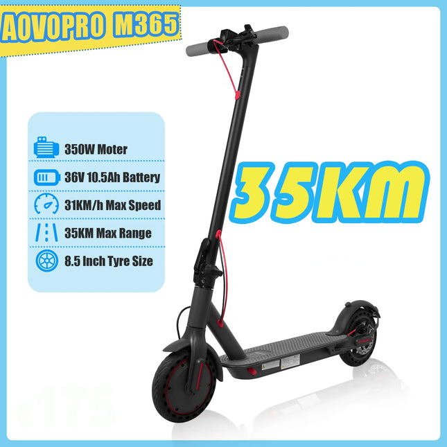 Foldable Electric Scooter 350W Motor 36V 10.5Ah Battery 31KM/H Max Speed 35KM Long Range 8.5 Inch Tire